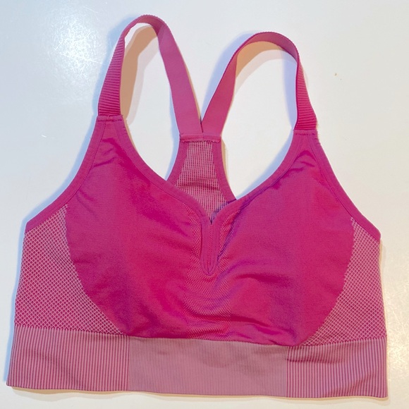 L pink Athletic Works sports bra size large (12-14) multiple patterns pink white - Picture 1 of 7